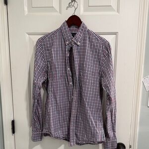 Gap Men's Checkered Shirt - Pink and Blue
